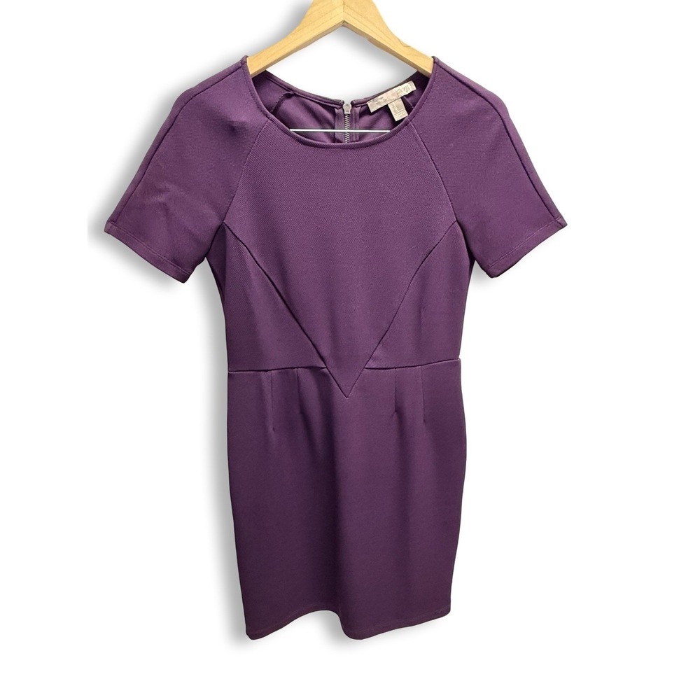 Forever 21 Y2K Vintage Purple Bodycon Mini Dress Size M Short Sleeve Geometric